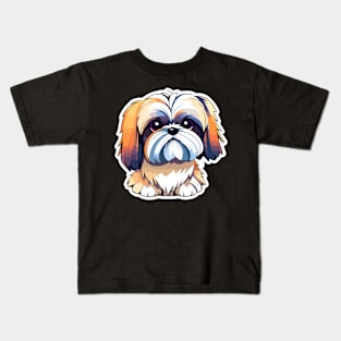 Shih Tzu Dog Illustration Kids T-Shirt